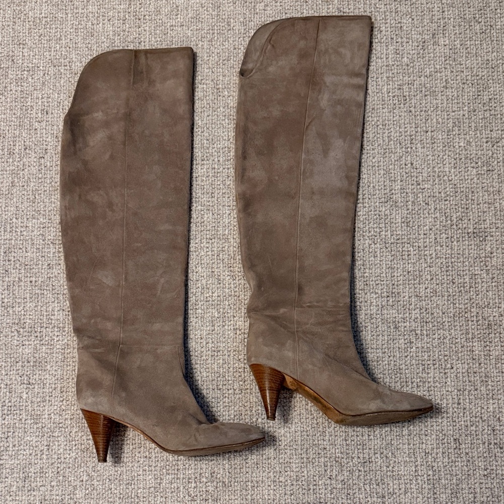 Loeffler Randall Taupe Knee-High Suede Boots